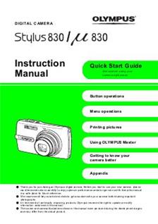 Olympus Mju Digital 830 manual. Camera Instructions.